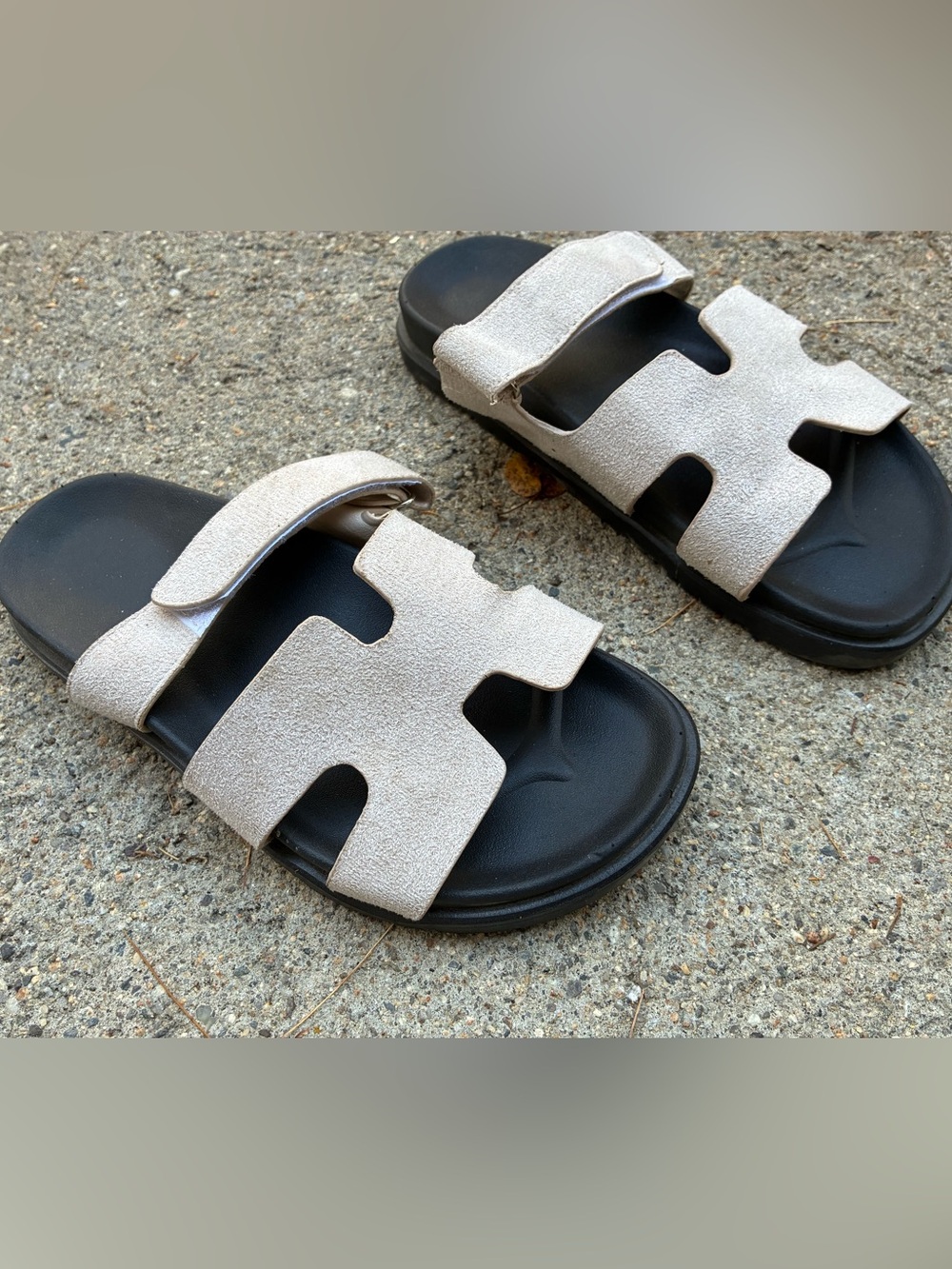 Suede Slide Sandals in Light Beige - Women's Casual Comfort